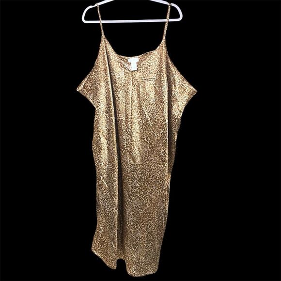 Women's Plus Size Animal Print Satin Nightgown Serenada 5X 34/36 Glamcore - Picture 1 of 3